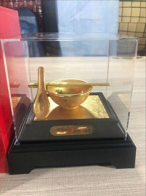 廠家直銷絨沙金金碗托福擺件會銷禮品公司金飯碗擺件電鍍金碗托福